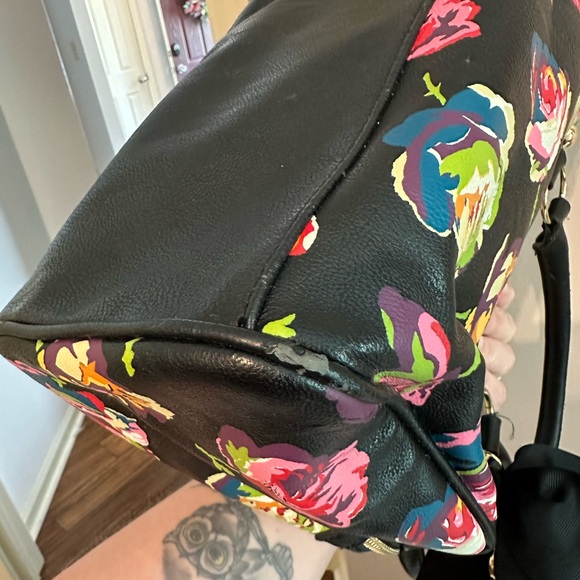 Betsey Johnson Black Satchel with Floral Elegance - Picture 10 of 10